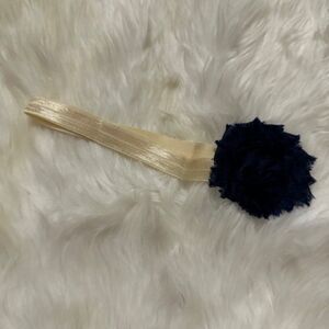Navy 2" Shabby Flower on a FOE elastic headband  7525  Handmade NWT Boutique